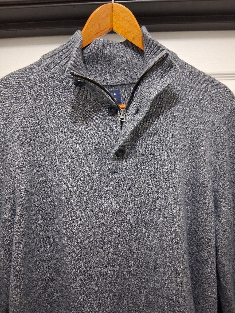 American Eagle Men's Athletic Fit 1/4 Zip Button Pullover Sweater Blue XL